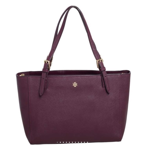 Ladies TORY BURCH LEATHER TOTE BAG Burgundy - Picture 2 of 15